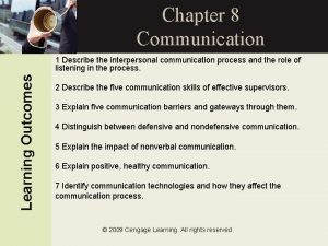 Chapter 8 Communication Learning Outcomes 1 Describe the