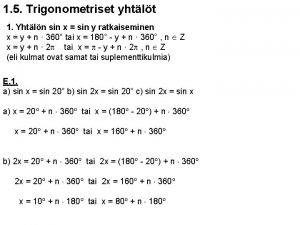 Trigonometriset yhtälöt