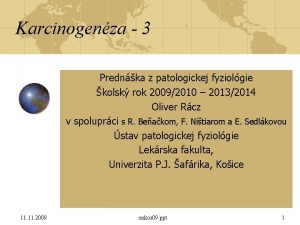 Karcinogenza 3 Prednka z patologickej fyziolgie kolsk rok