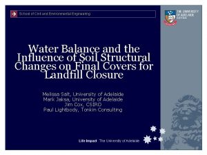 School of Civil and Environmental Engineering Water Balance