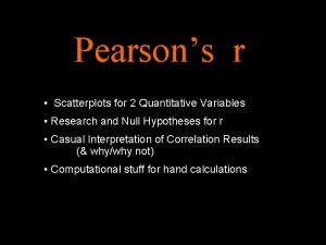 Pearsons r Scatterplots for 2 Quantitative Variables Research