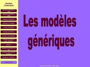 Modles Gnriques Modle de WEINECK 1983 Modle de