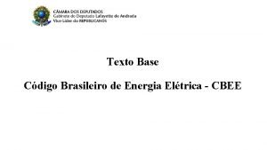 Texto Base Cdigo Brasileiro de Energia Eltrica CBEE