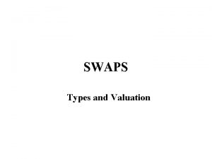 SWAPS Types and Valuation SWAPS Definition A swap