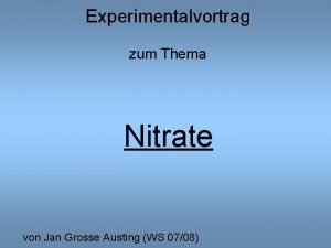 Experimentalvortrag zum Thema Nitrate von Jan Grosse Austing