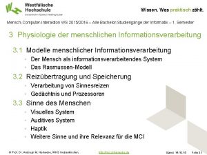 Wissen Was praktisch zhlt MenschComputerInteraktion WS 20152016 Alle