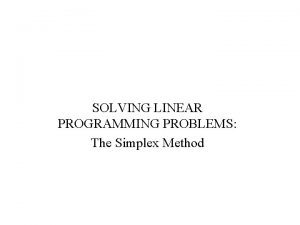 Simplex method problem Simplex method problem