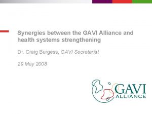 Synergies between the GAVI Alliance and health systems