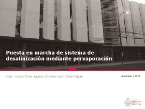 Puesta en marcha de sistema de desalinizacin mediante