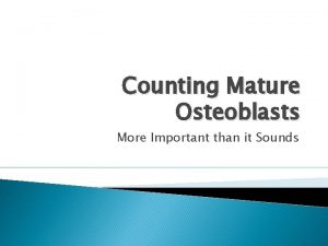 Counting Mature Osteoblasts More Important than it Sounds