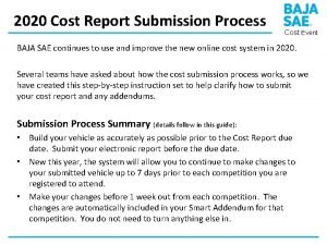 Baja cost report