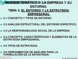 BLOQUE TEMTICO II LA EMPRESA Y SU ENTORNO