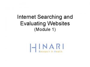 Internet Searching and Evaluating Websites Module 1 Table