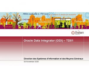 Oracle Data Integrator ODI TD 01 Direction des