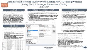 Using Process Screening in JMP Pro to Analyze