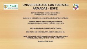 UNIVERSIDAD DE LAS FUERZAS ARMADAS ESPE DEPARTAMENTO DE