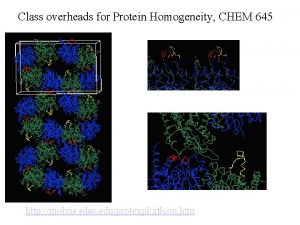 Class overheads for Protein Homogeneity CHEM 645 http