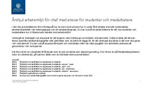 rshjul arbetsmilj fr chef med ansvar fr studenter