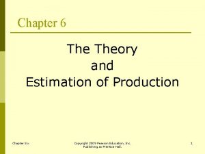 Chapter 6 Theory and Estimation of Production Chapter