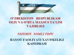 OZBEKISTON RESPUBLIKASI OLIY VA ORTA MAXSUS TALIM VAZIRLIGI