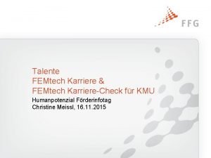 Talente FEMtech Karriere FEMtech KarriereCheck fr KMU Humanpotenzial