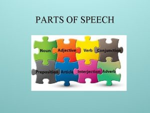 PARTS OF SPEECH Parts of speech nouns pronouns