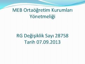 MEB Ortaretim Kurumlar Ynetmelii RG Deiiklik Say 28758