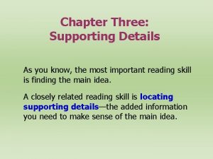 Main idea and supporting details examples