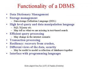 Data dictionary dbms