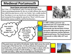 Medieval Portsmouth Royal Charter and growth of Portsmouth