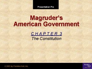 Presentation Pro Magruders American Government CHAPTER 3 The