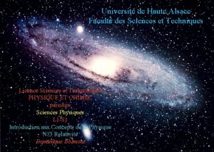 Universit de Haute Alsace Facult des Sciences et