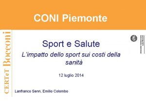 CONI Piemonte Sport e Salute CERTe T Limpatto