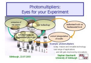 Photomultipliers Eyes for your Experiment extension of our