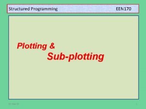 Structured Programming EEN 170 Plotting Subplotting 02 Nov20