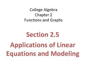 College Algebra Chapter 2 Functions and Graphs Section