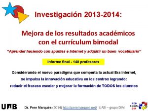 Investigacin 2013 2014 Mejora de los resultados acadmicos