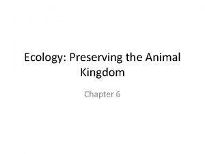 Ecology preserving the animal kingdom
