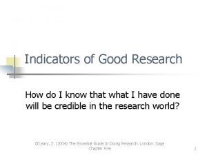 Indicators of good research