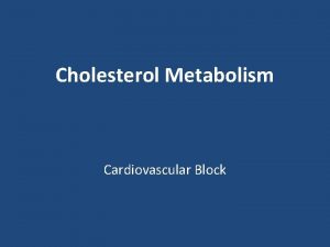 Cholesterol Metabolism Cardiovascular Block Overview Introduction Cholesterol structure