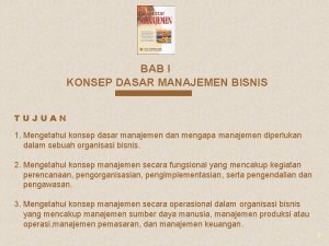 BAB I KONSEP DASAR MANAJEMEN BISNIS TUJUAN 1