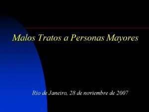 Malos Tratos a Personas Mayores Ro de Janeiro