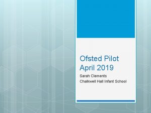 Ofsted Pilot April 2019 Sarah Clements Chalkwell Hall