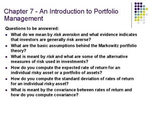 Standard deviation of portfolio