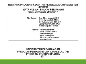 RENCANA PROGRAM KEGIATAN PEMBELAJARAN SEMESTER RPKPS MATA KULIAH