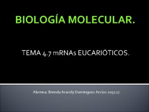 BIOLOGA MOLECULAR TEMA 4 7 m RNAs EUCARITICOS