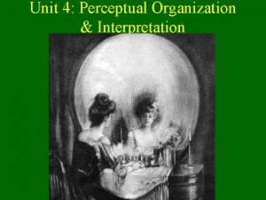 Unit 4 Perceptual Organization Interpretation Perceptual Organization We Unit 4 Perceptual Organization Interpretation Perceptual Organization We