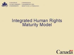 Integrated Human Rights Maturity Model ContextBackground n Canadian