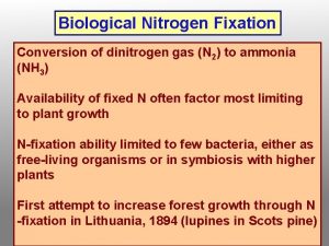 Nitrogen fixation is the conversion of