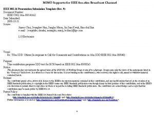 MIMO Supports for IEEE 802 16 m Broadcast